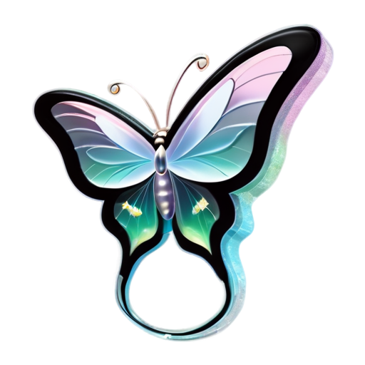 lunar moth, transparent wings, sparkle background, surreal, long tails, pointed wings, fluffy antenae - icon | sticker