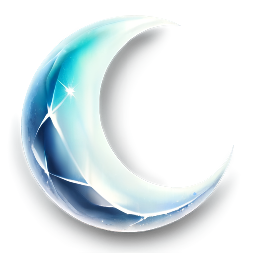 a crescent moon colored like a light blue gem - icon | sticker