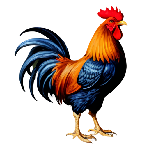 medieval rooster, paint style - icon | sticker