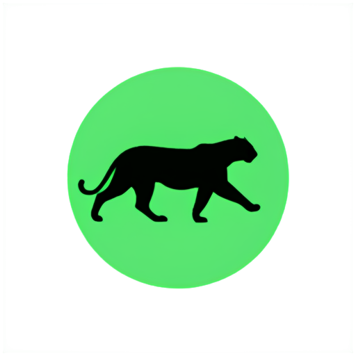 a running leopard to the right in a minimalistic design in a green circle. a leopard of two colors - icon | sticker