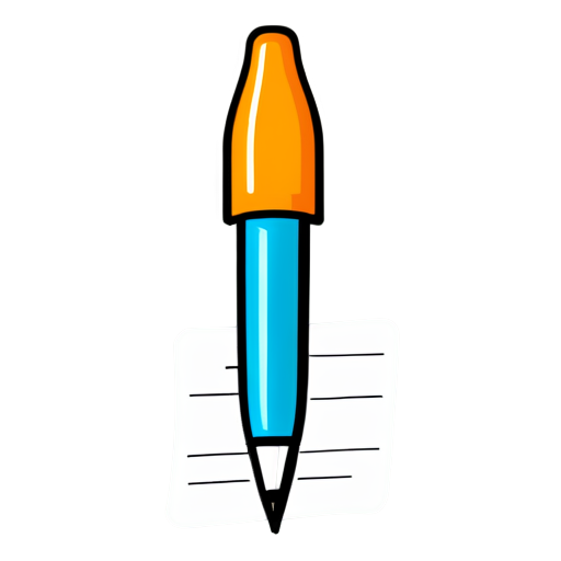 contract with squiggly text and a pen. white background - icon | sticker