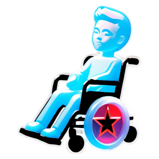 Disabled person logo plus red Communist Party emblem sitting in a wheelchair - icon | sticker