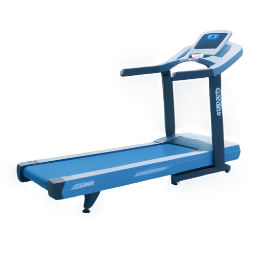 Simple vector image of blue treadmill for fitness without human, side view - icon | sticker