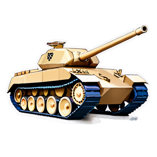 World war 2 German tank Panther in desert low poly - icon | sticker