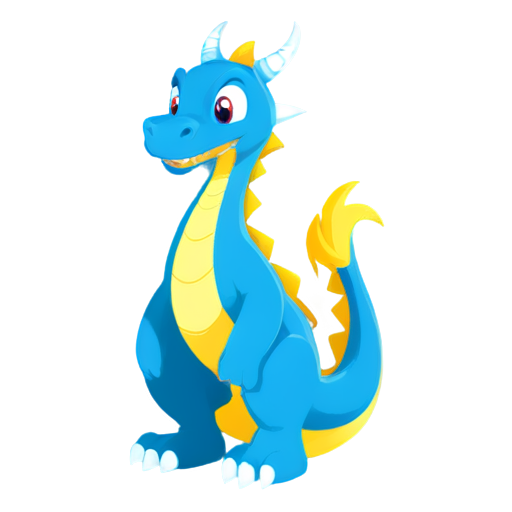 Blue cartoon humanized dragon. - icon | sticker