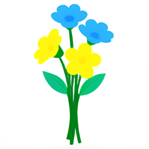 bouquet of blue-yellow flowers, figurine style - icon | sticker