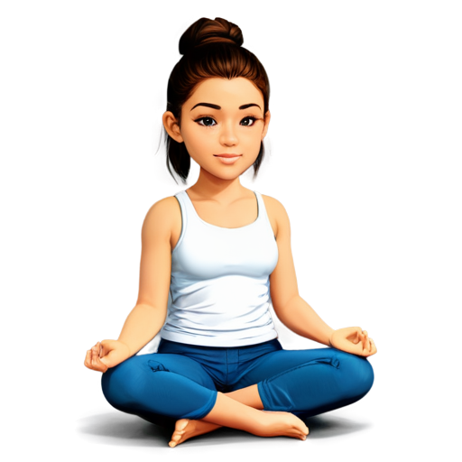 girl sitting in lotus position 3d style png - icon | sticker