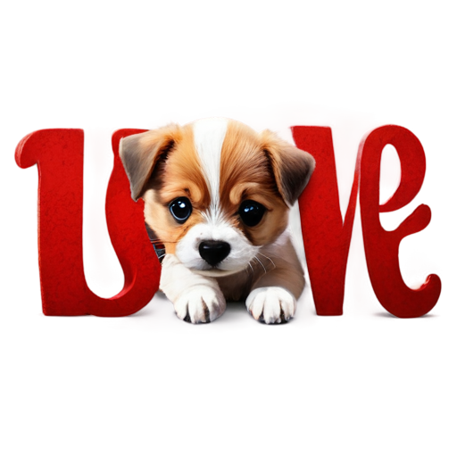 A cute puppy lying on top of the text 'lovepet,' with the text in a 3D artistic effect. - icon | sticker