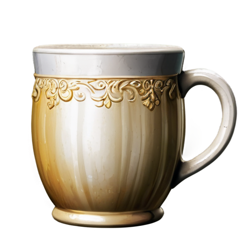 medieval ceramic cup with beer foam, paint style - icon | sticker