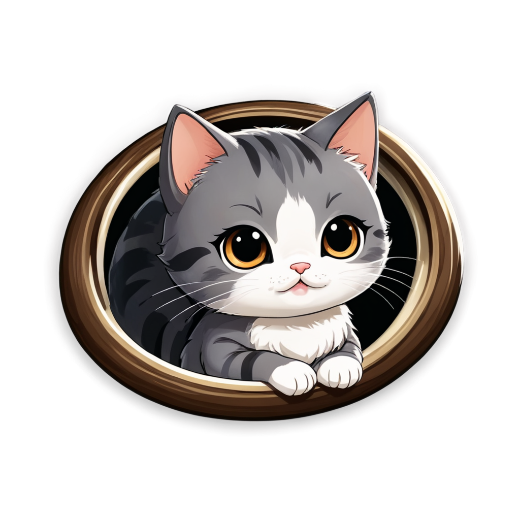 kawaii cat,Inside a ring,cute - icon | sticker