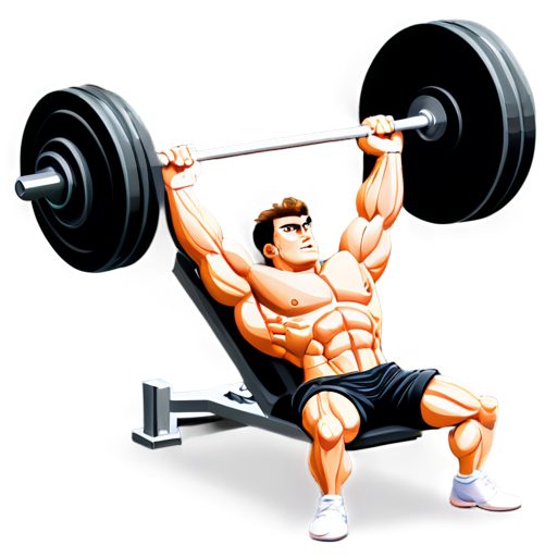 bodybuilder doing bench press exercise - icon | sticker