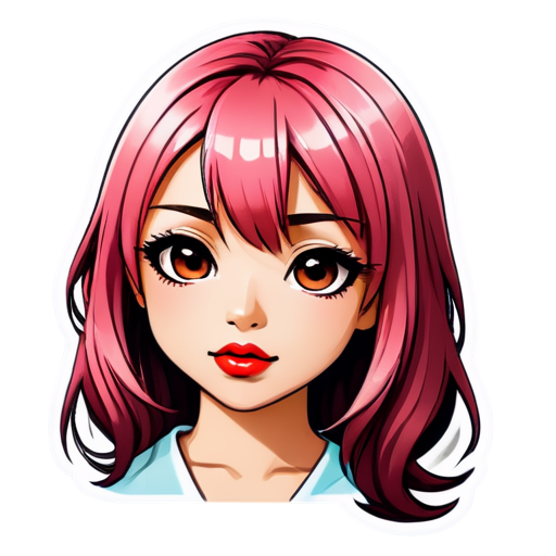 sticker,girl, two-tone hair, lipstick, - icon | sticker