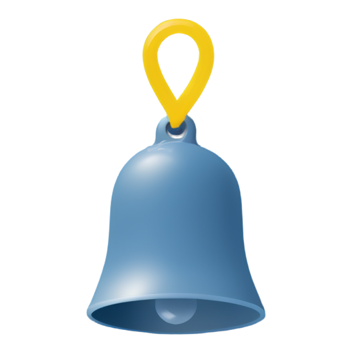 school blue and yellow bell, transparent png style - icon | sticker