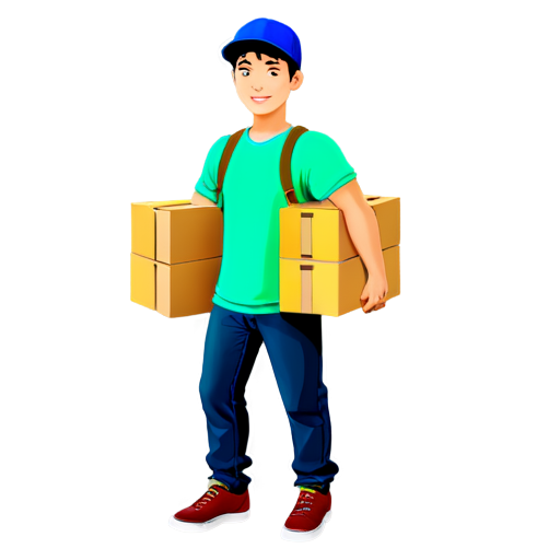 deliveryman small packages vivid real - icon | sticker