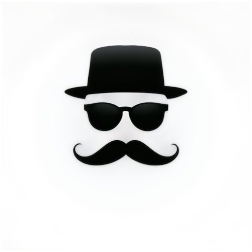 White background, black figures, hat, mustache, black glasses. The whole figure is in a gray circle. - icon | sticker