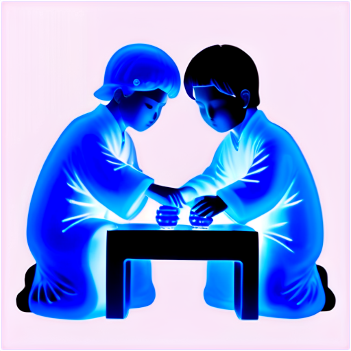 two chinese adult men play a game of weiqi in the park - icon | sticker