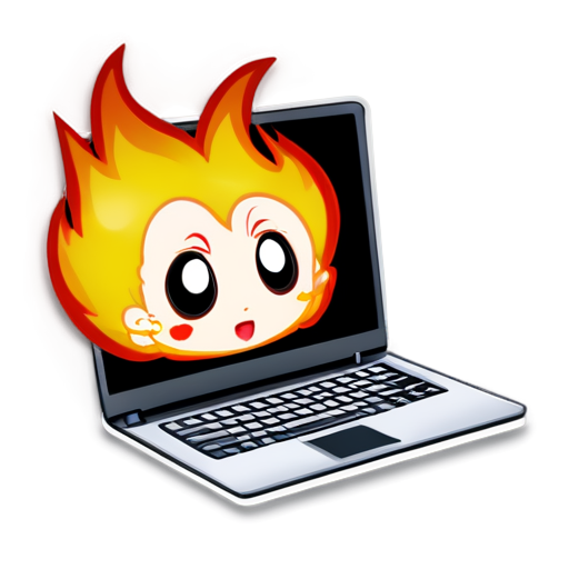 Computer on fire - icon | sticker