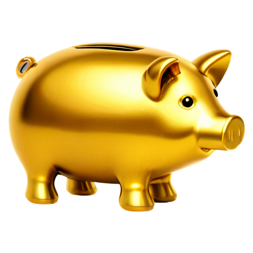 piggy bank in gold - icon | sticker