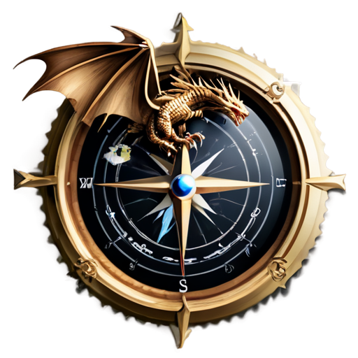 dragon compass icon pointing north - icon | sticker