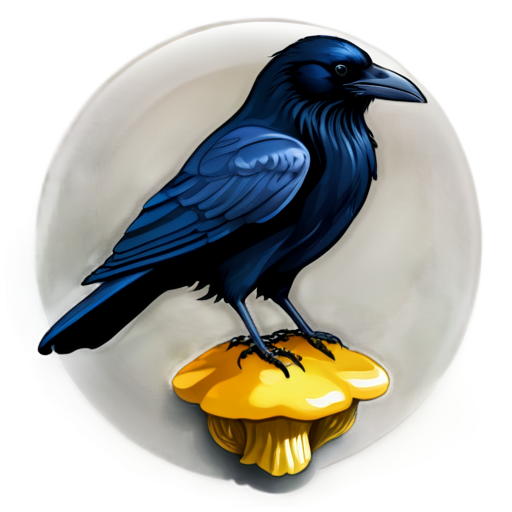 Huginn Raven, Mushroom Icon, Dark Tones, Mystical Fungus, Norse Symbol, Simple Design, Organic Shape - icon | sticker