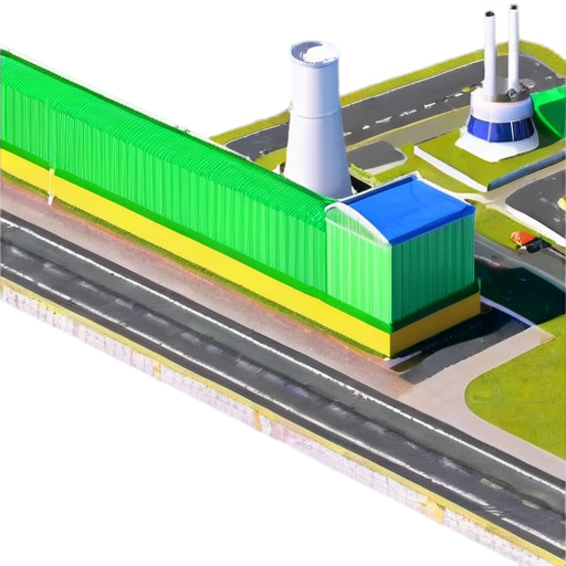 Generate a factory icon with roads in 3d - zoom in bit more - icon | sticker