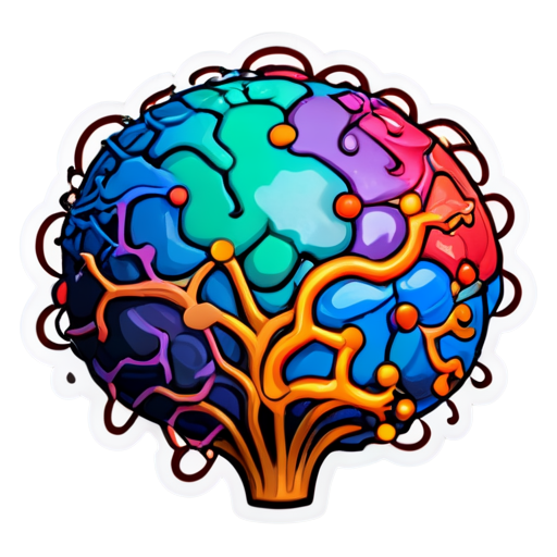 A beautiful multi-color neuro-network - icon | sticker