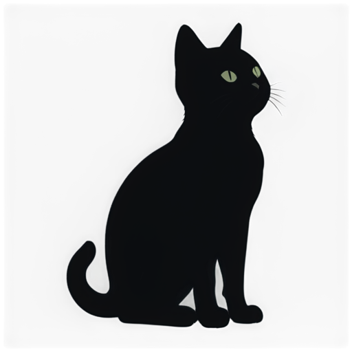 Black cat squatting and licking its paw - icon | sticker