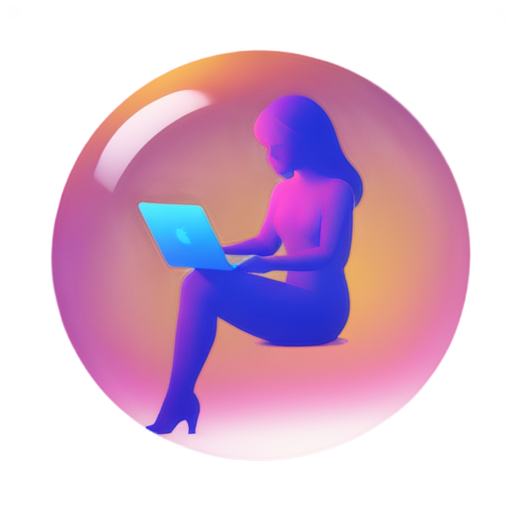 neon girl in sphere with mail from internet sunset background - icon | sticker