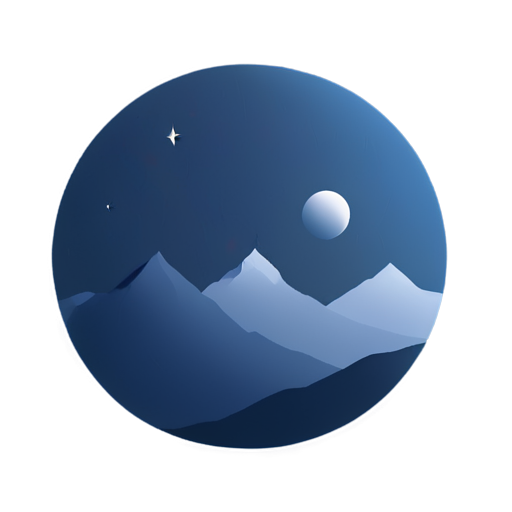 beautiful night mountains against the backdrop of the moon - icon | sticker