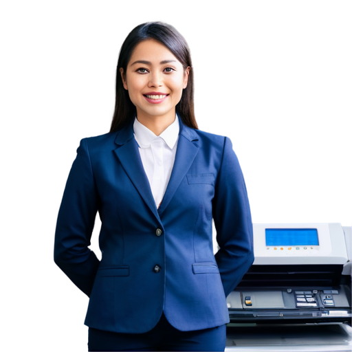 smiling sales agent of the insurance company with production machines in the background, show the upper body - icon | sticker