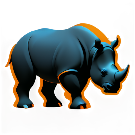 orange rhinoceros in cyberpunk style - icon | sticker