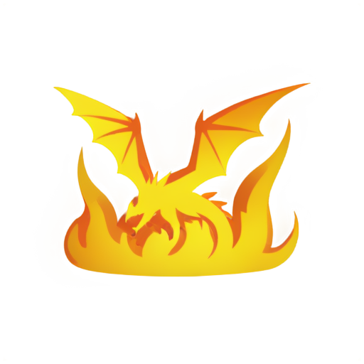 a flying dragon is on fire - icon | sticker