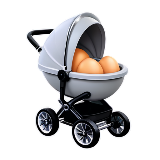 baby egg stroller icon grey no background no 3d - icon | sticker