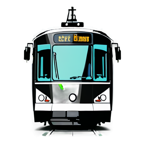minimalistic one color minimum details tram for mobile app - icon | sticker