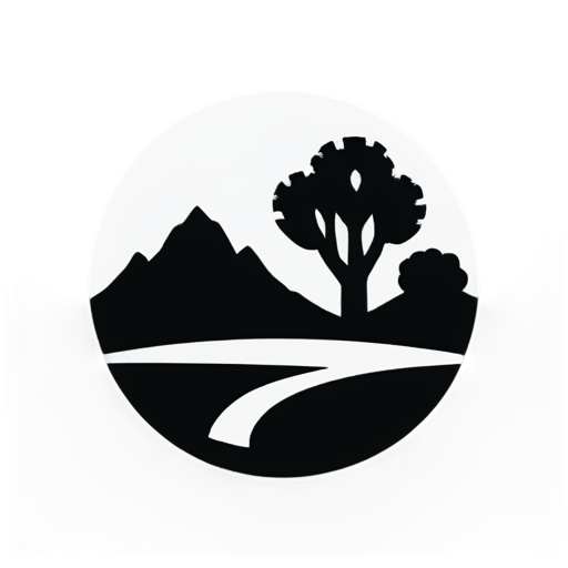 desert oasis inside the urban city - black and white simle icon - icon | sticker