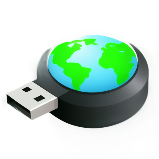 planet Earth into which part of a USB flash drive is inserted - icon | sticker