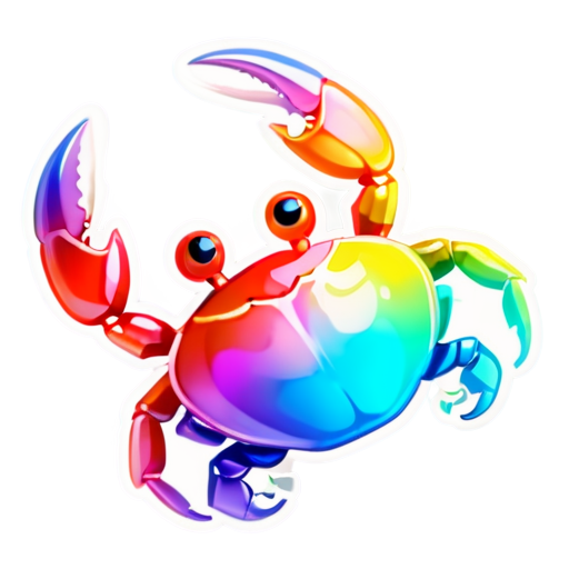 iridescent beautiful crab. Sticker with a white outline - icon | sticker