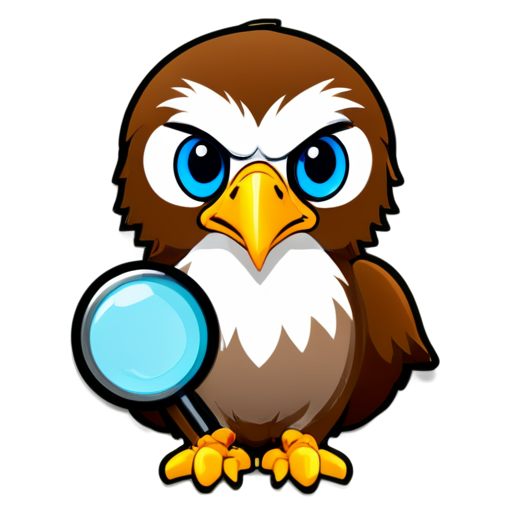 Create an icon for the name "EagleScan." Combine elements of an eagle and a magnifying glass or document to represent scanning and analysis. Use a flat, minimalistic design. - icon | sticker