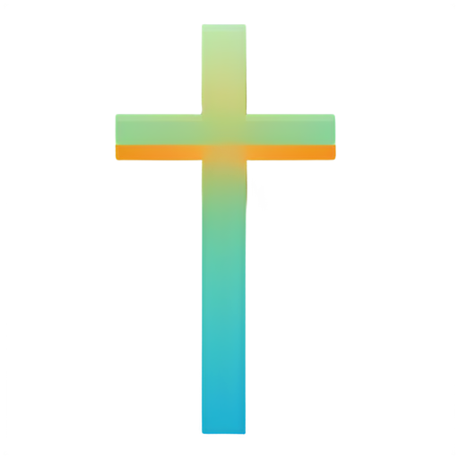 A cross with orange, teal, and green colors, with only the outline of the cross. - icon | sticker