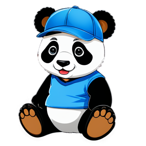 panda wearing a shirt and ball cap - icon | sticker