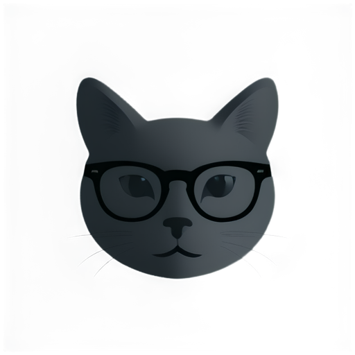 minimalistic head of cat with glasses in black color - icon | sticker