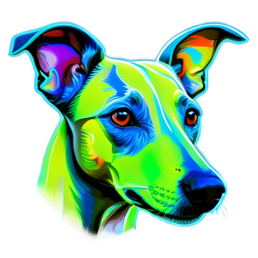 cyberpank abstract whippet dog head neon - icon | sticker